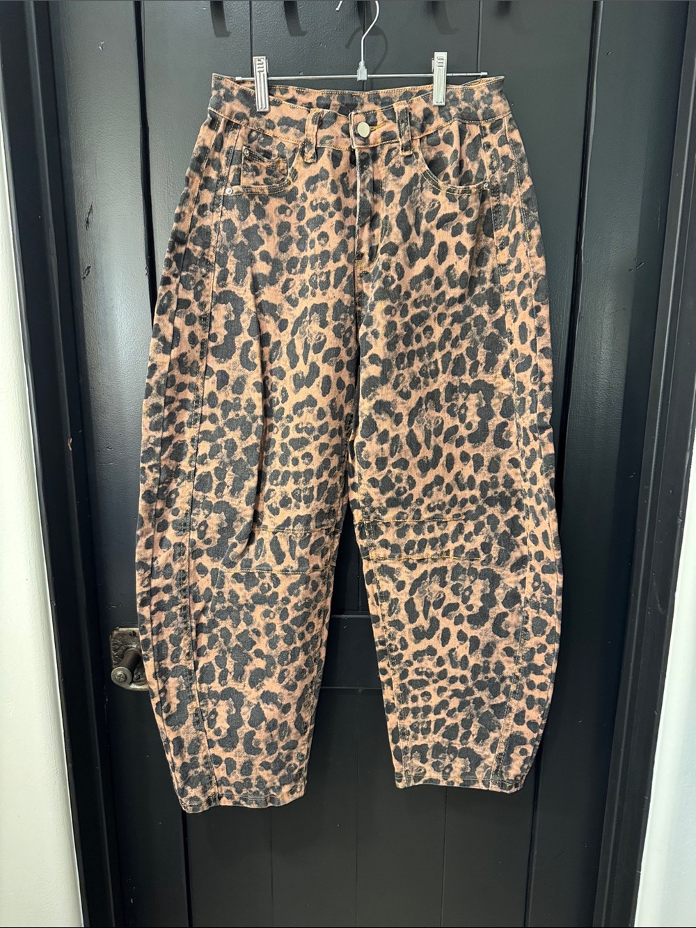 Leopard Print barrel leg women Pants - Brown and black - Picture 1 of 4